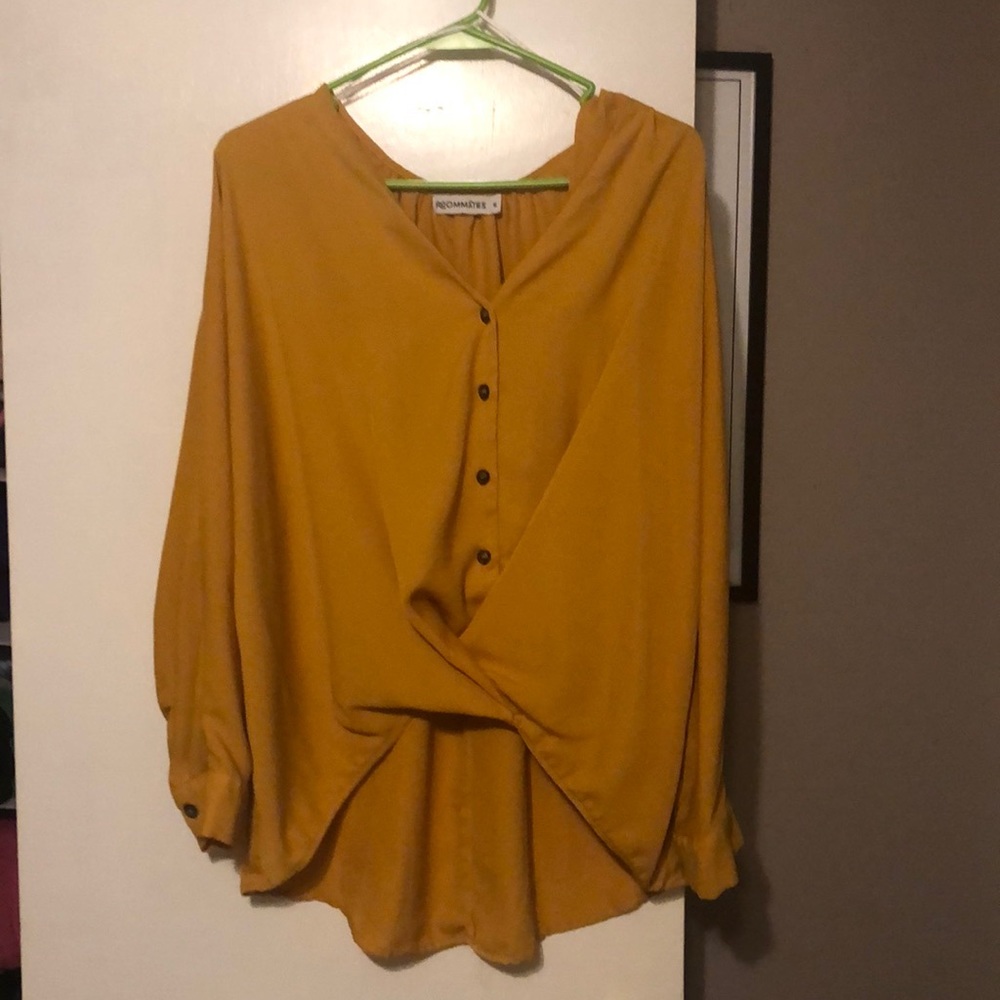 Mustard yellow long sleeve blouse